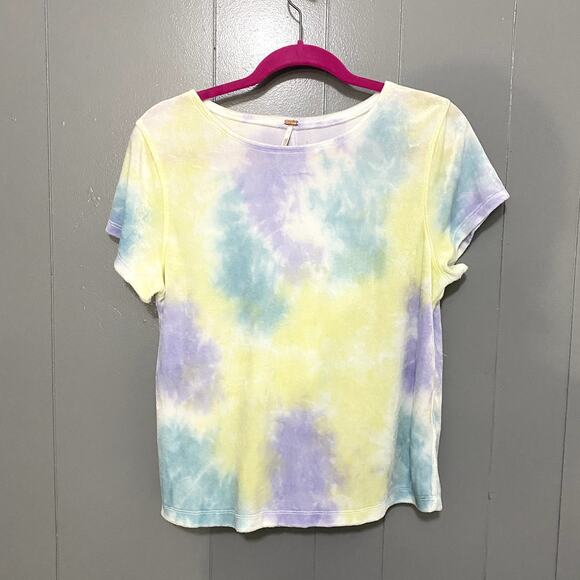 Free People Cloud Combo Tie Dye Bright Eyes Crewneck Velvet Baby Tee XL - Picture 2 of 7